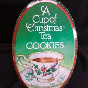 Cup of Christmas Tea Oval Cookie Tin